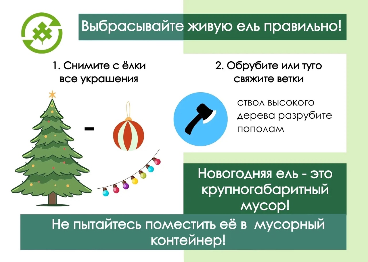 В период окончания новогодних праздников, напоминаем о правилах утилизации новогодних живых елей.